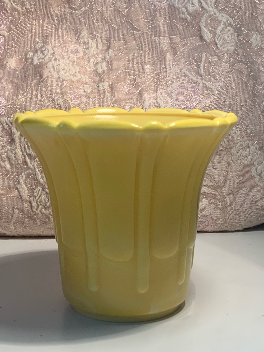 AKRO Agates Yellow Slag Glass Decorative Vase/ Flowerpot Art Deco